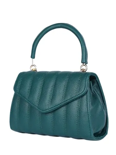 MINI WESST Green Casual Synthetic Leather Solid Handheld Bag (Green_MWHB302GR)