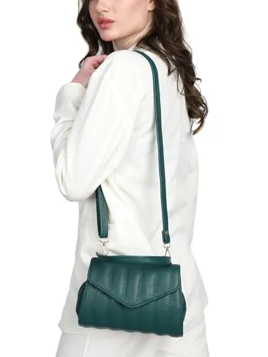 MINI WESST Green Casual Synthetic Leather Solid Handheld Bag (Green_MWHB302GR)