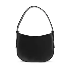 Mio Black Semi Patent Leather Shoulder Bag