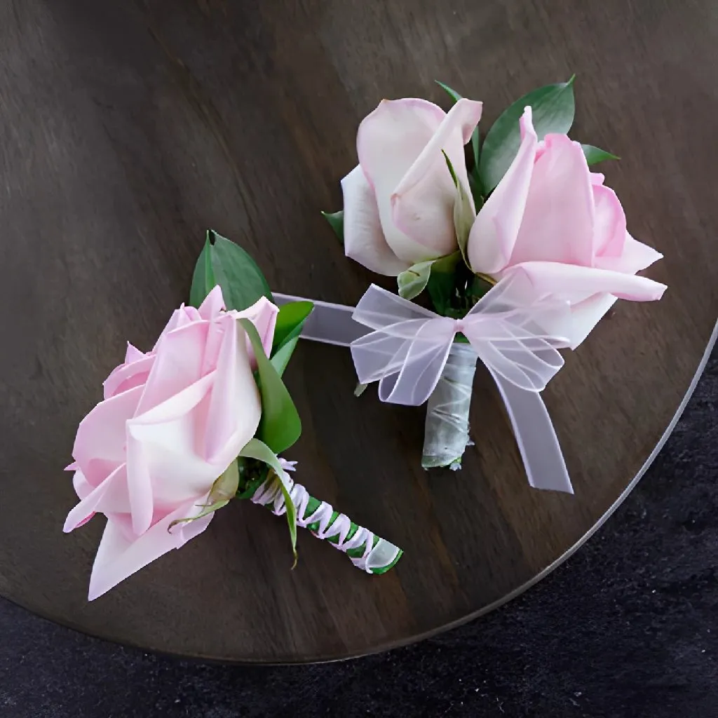 Modern Light Pink Boutonniere and Corsage Pack