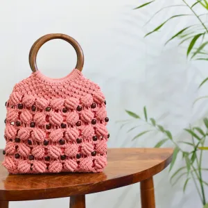 Peach Ring Handmade Macrame Bag