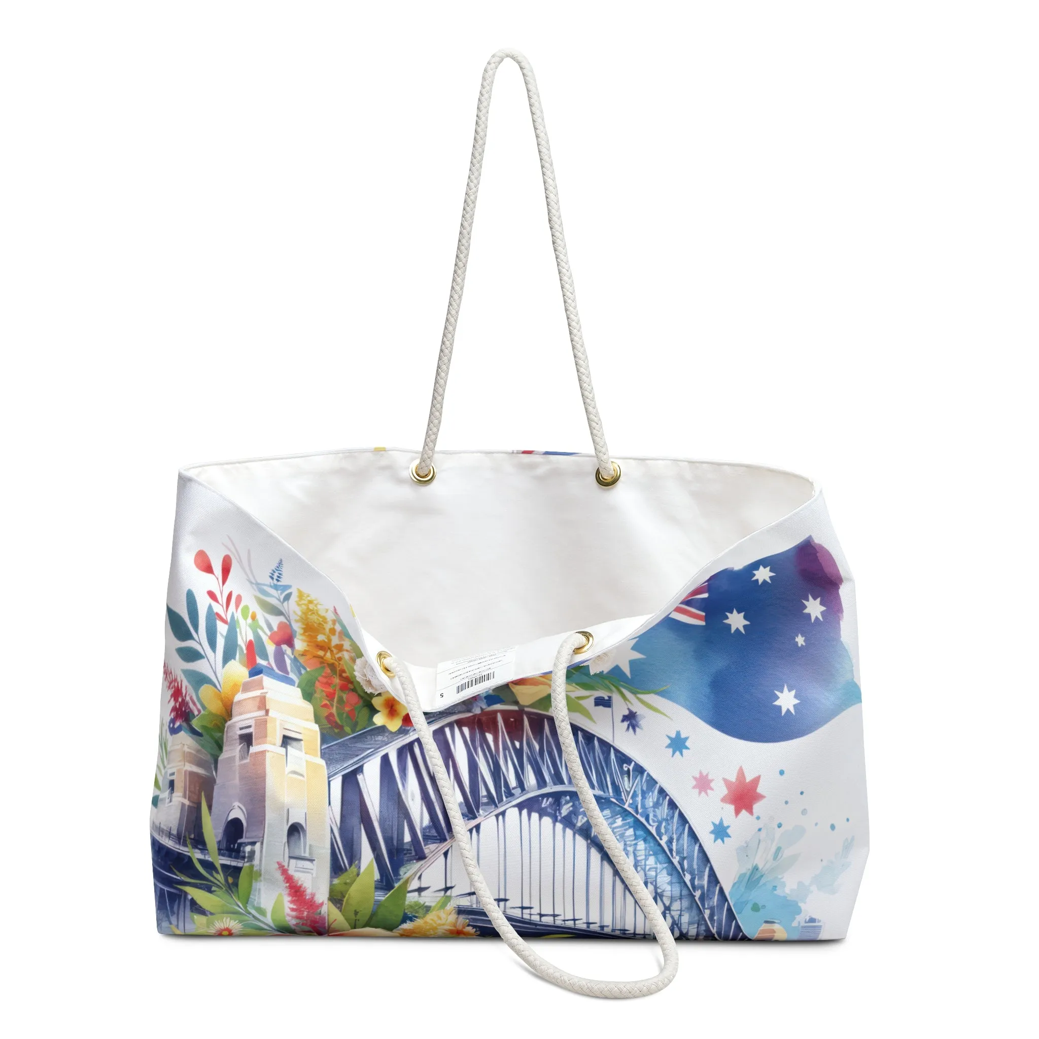 Personalised/Non-Personalised Weekender Bag, Australian, Sydney Harbour Bridge, Large Weekender Bag, Beach Bag, Book Bag