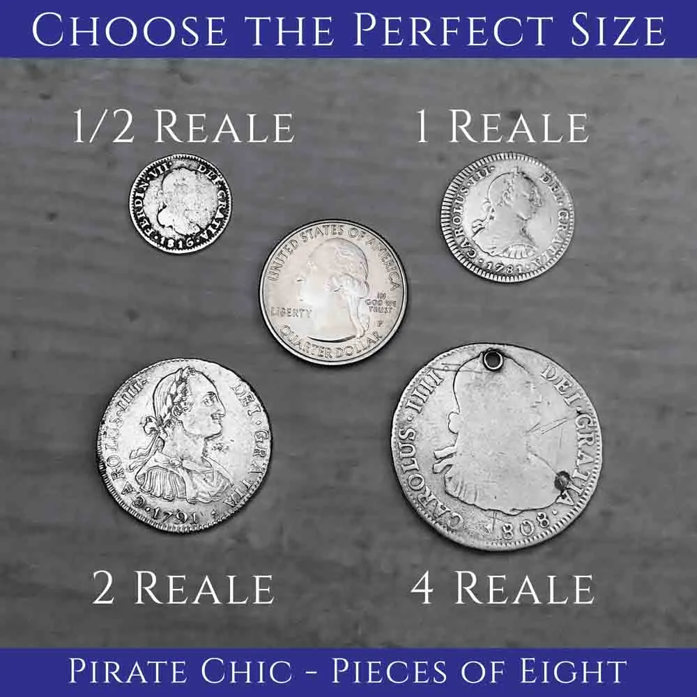 Pirate Chic Silver 2 Reale Spanish Portrait Dollar Dated 1798 - the Legendary "Piece of Eight" Pendant | Artifact #8868