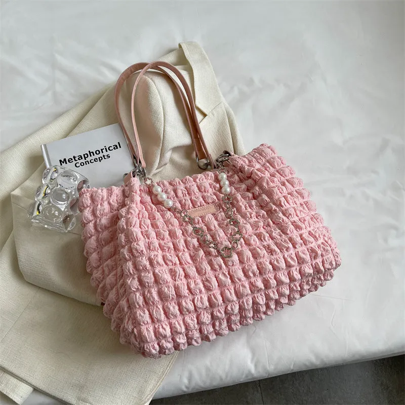 Pleated Bubble Tote Shoulder Bags