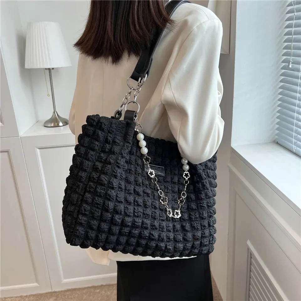 Pleated Bubble Tote Shoulder Bags