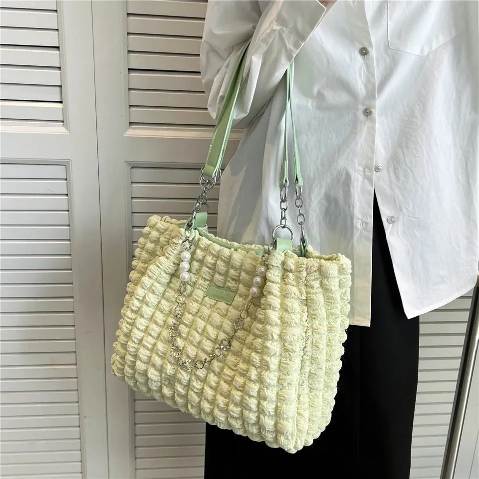 Pleated Bubble Tote Shoulder Bags