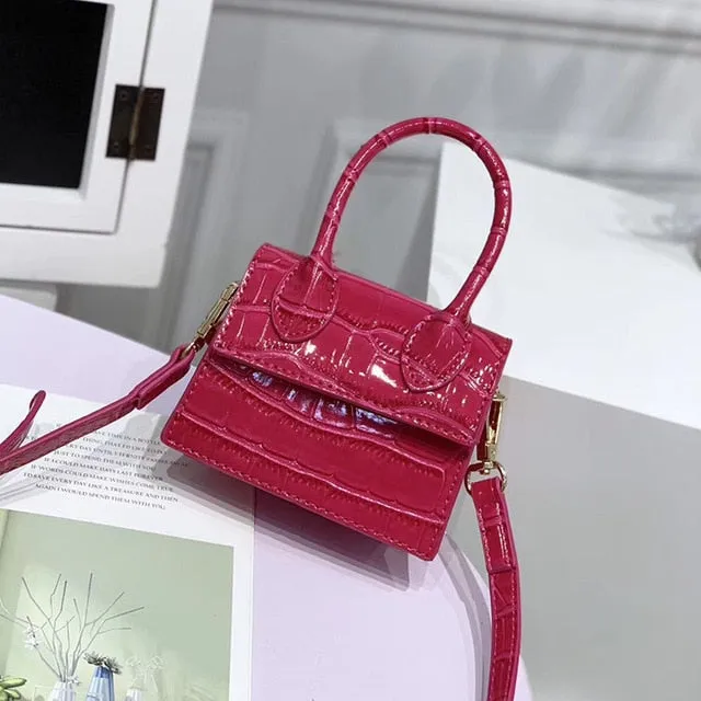 Purpdrank - Mini Small Square bag Fashion New Quality PU Leather Women's Handbag Crocodile pattern Chain Shoulder Messenger Bags