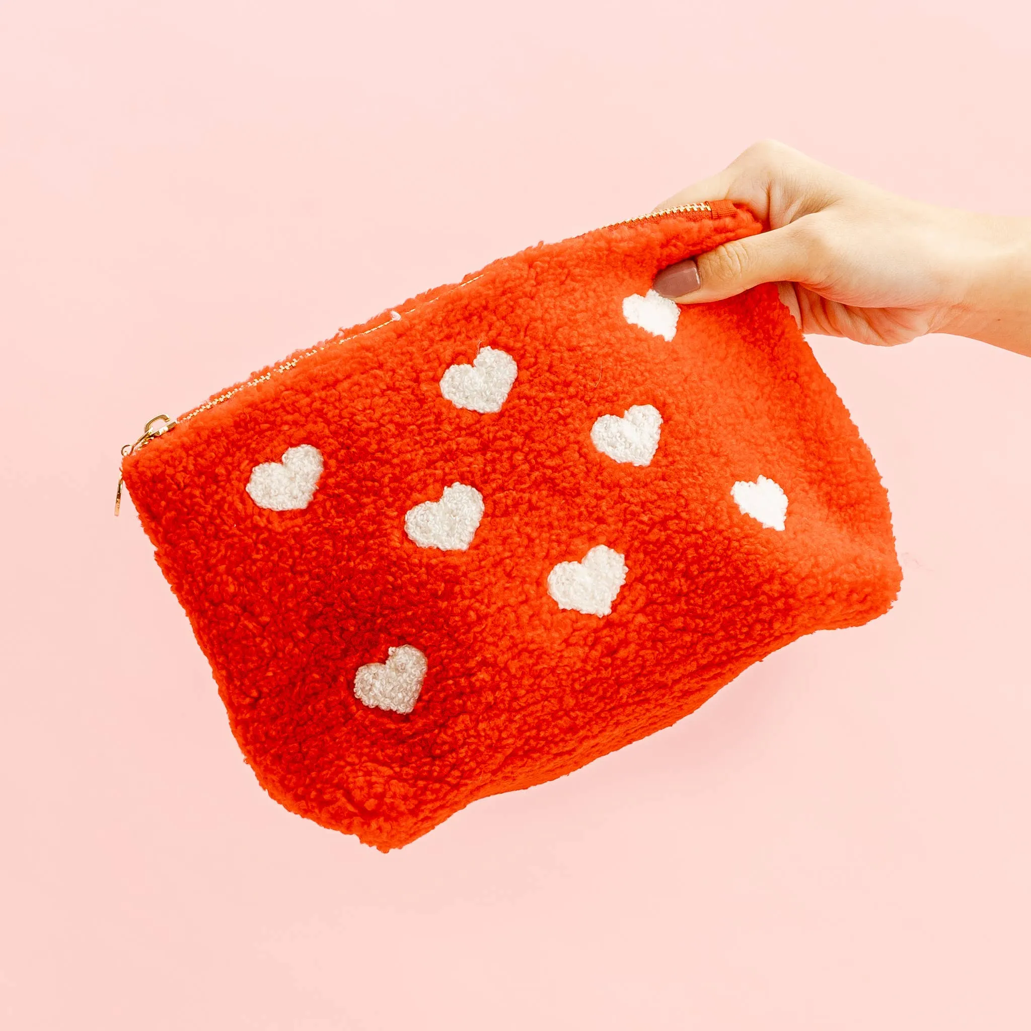 Red Teddy Pouch - Hearts