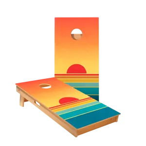 Retro Stripes Sunset Star Cornhole Boards