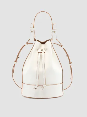 SADDLE 08 - White Leather Bucket Bag