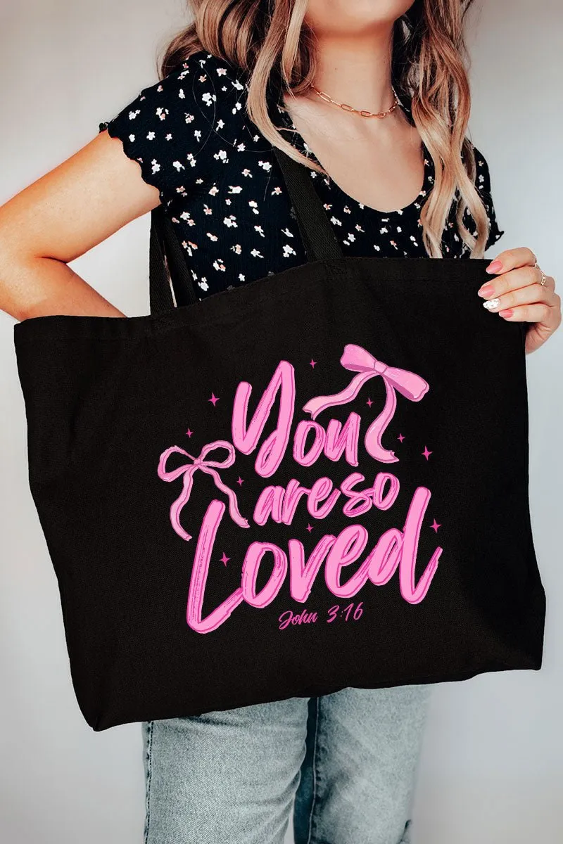 Script So Loved Canvas Jumbo Tote