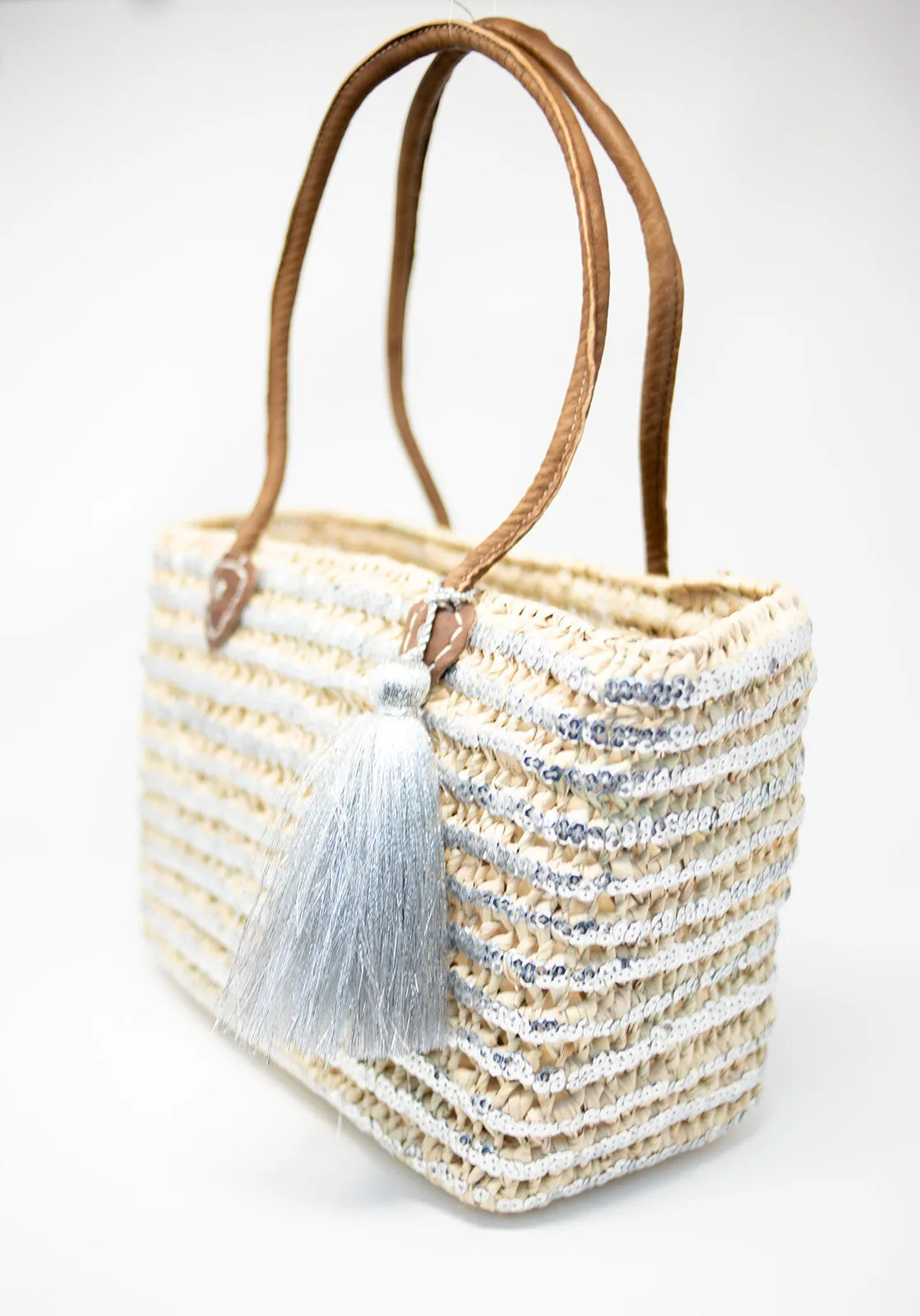 Silver Straw Handbag