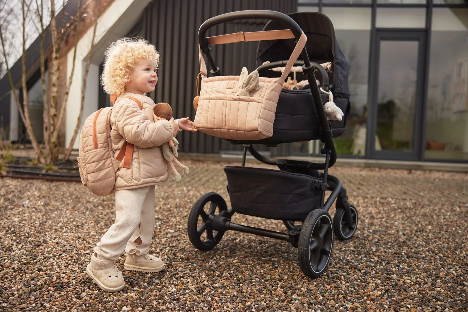 Stroller/Buggy Organizer Puffed - Biscuit