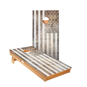 Vintage Black And White American Flag Star Cornhole Boards