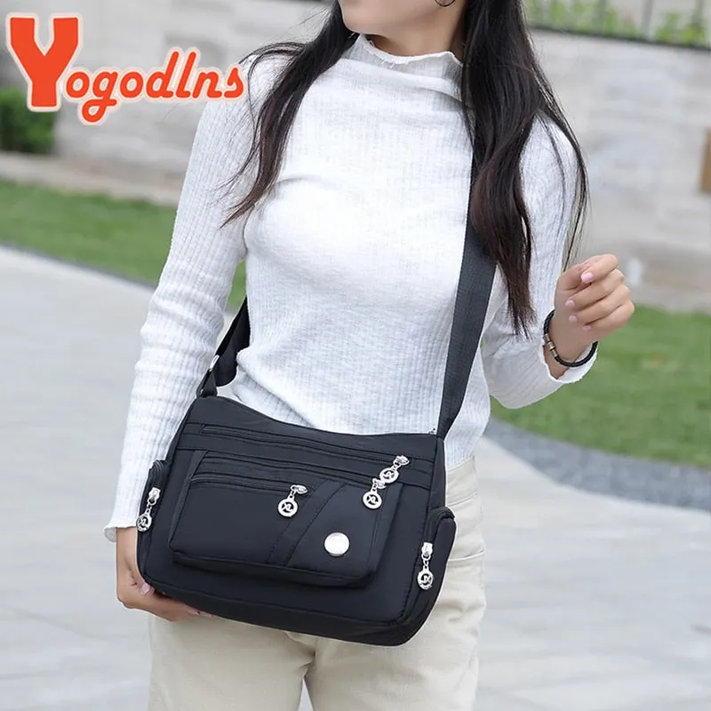 Zipper Pockets Shoulder Bag